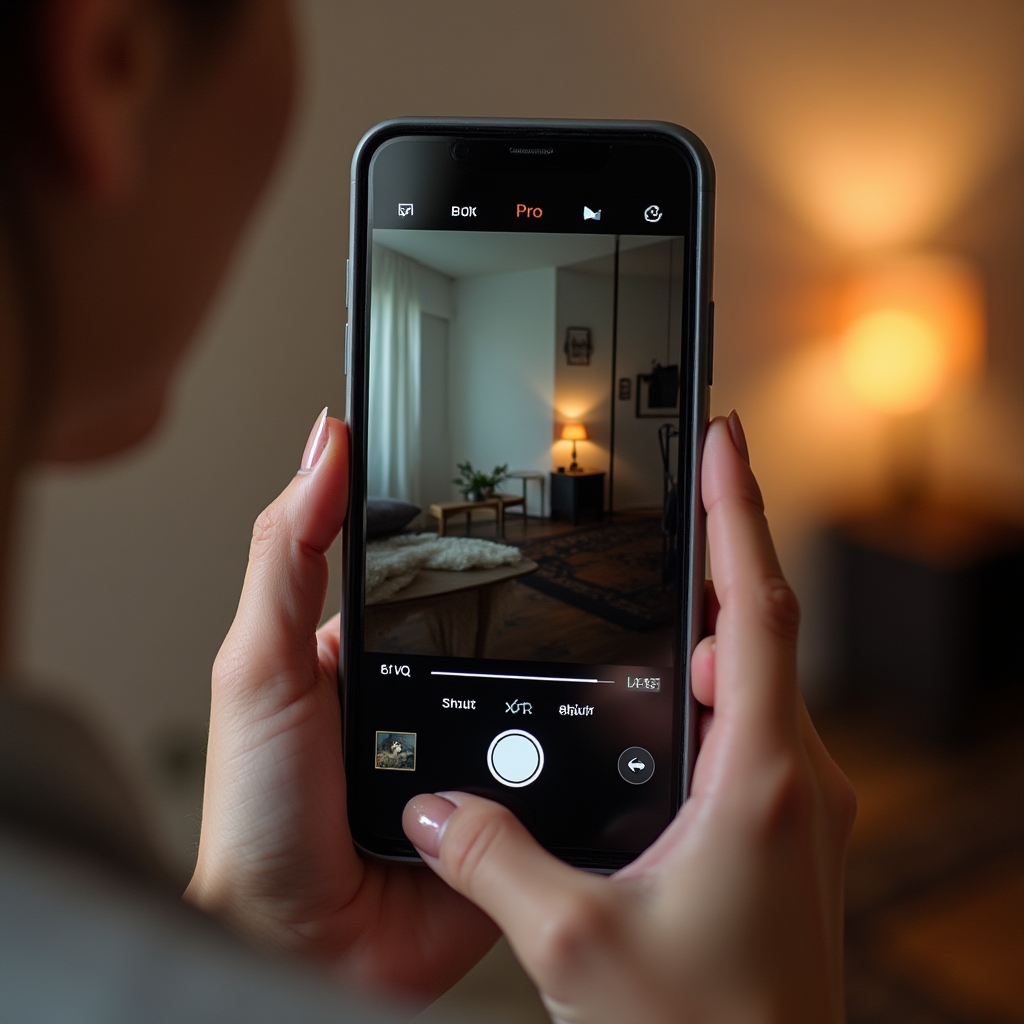 Ecran de telefon cu modul Pro al camerei foto deschis